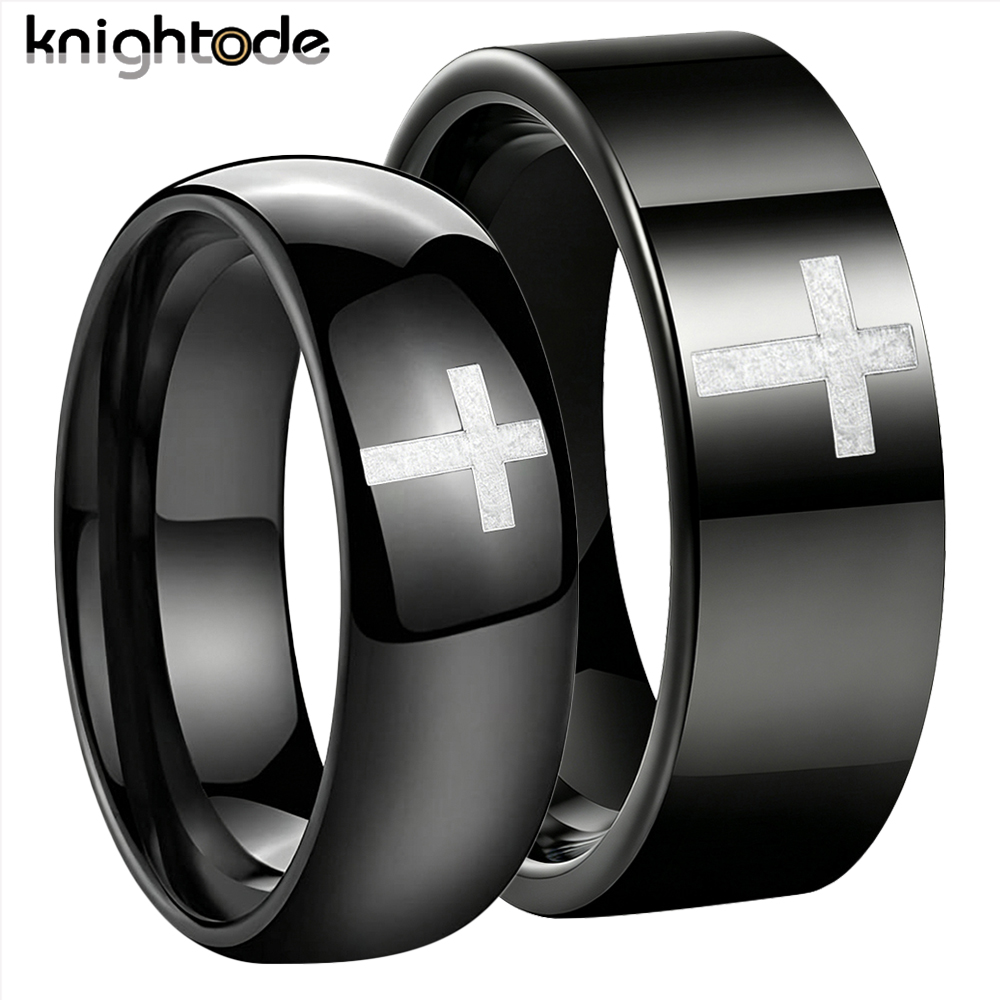 Vintage Fashion Rings For Women - 6mm 8mm Cross Ring Tungsten Carbide