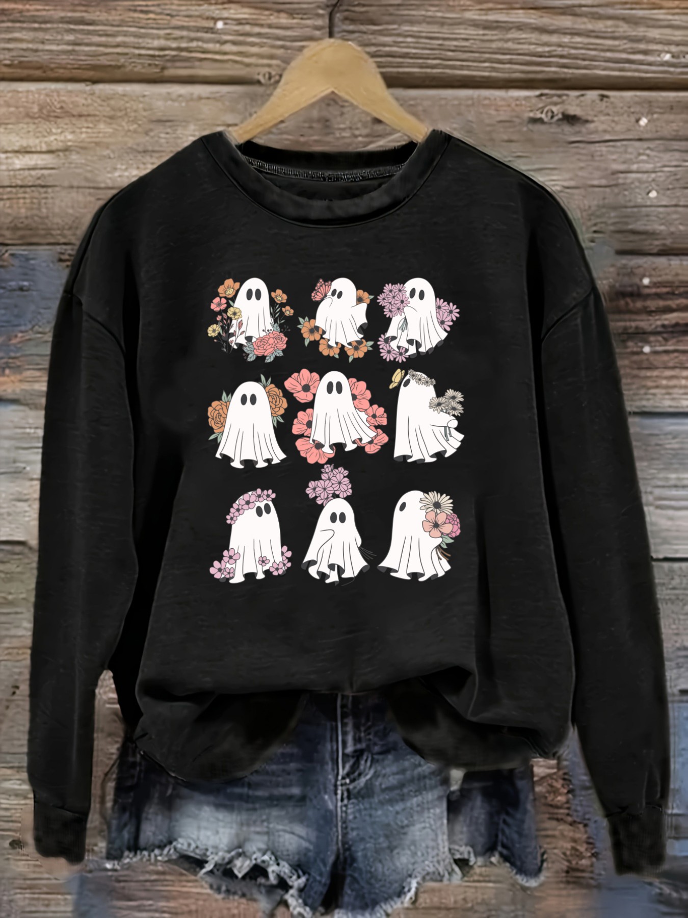 Women's Casual Long Sleeve Cre - Printed Floral Shirt recension och pris