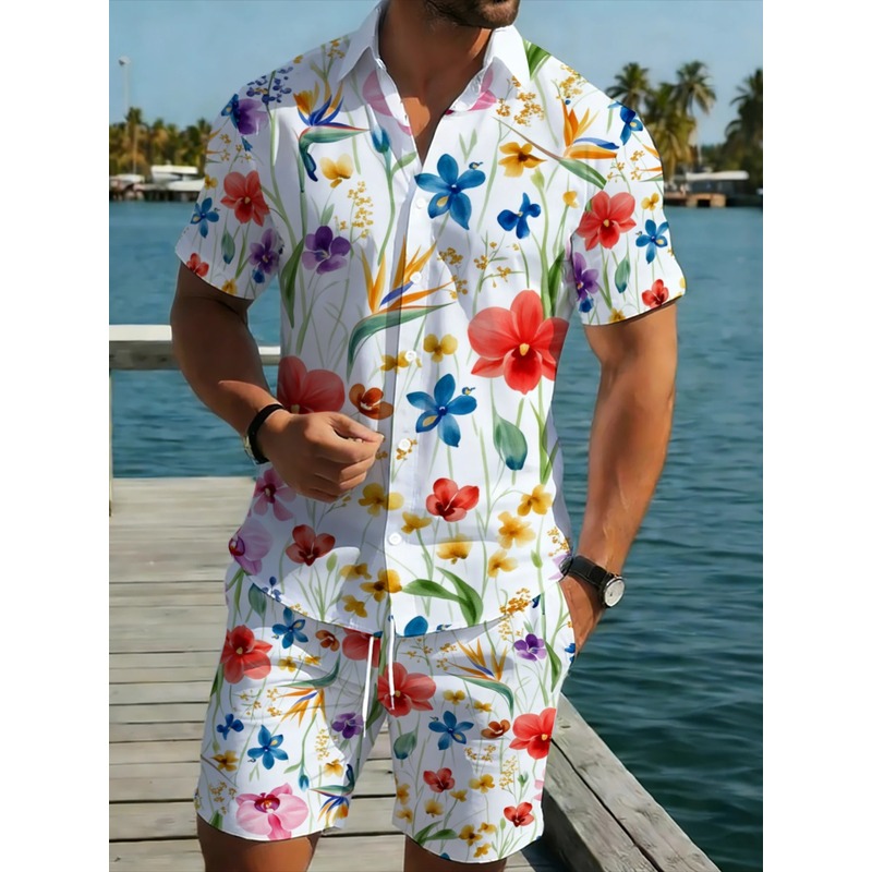 Men's Summer Floral Print Shor - Printed Floral Shirt recension och pris