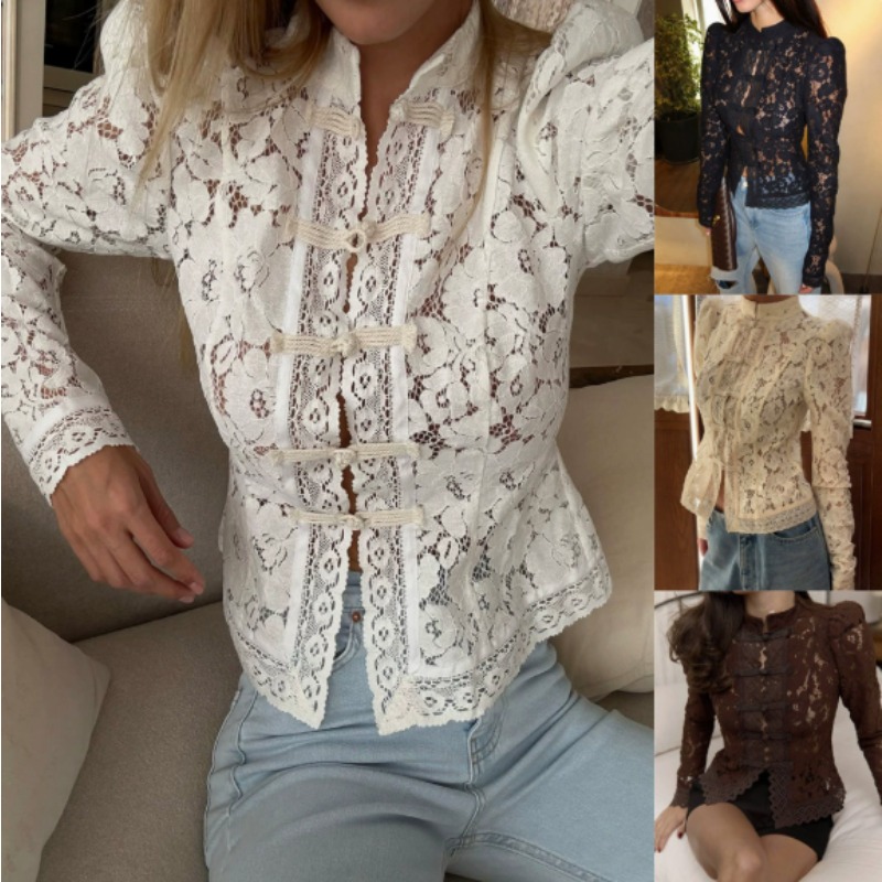 Summer Lace Printed Shirts Top - Vintage Fashion Club recension och pris