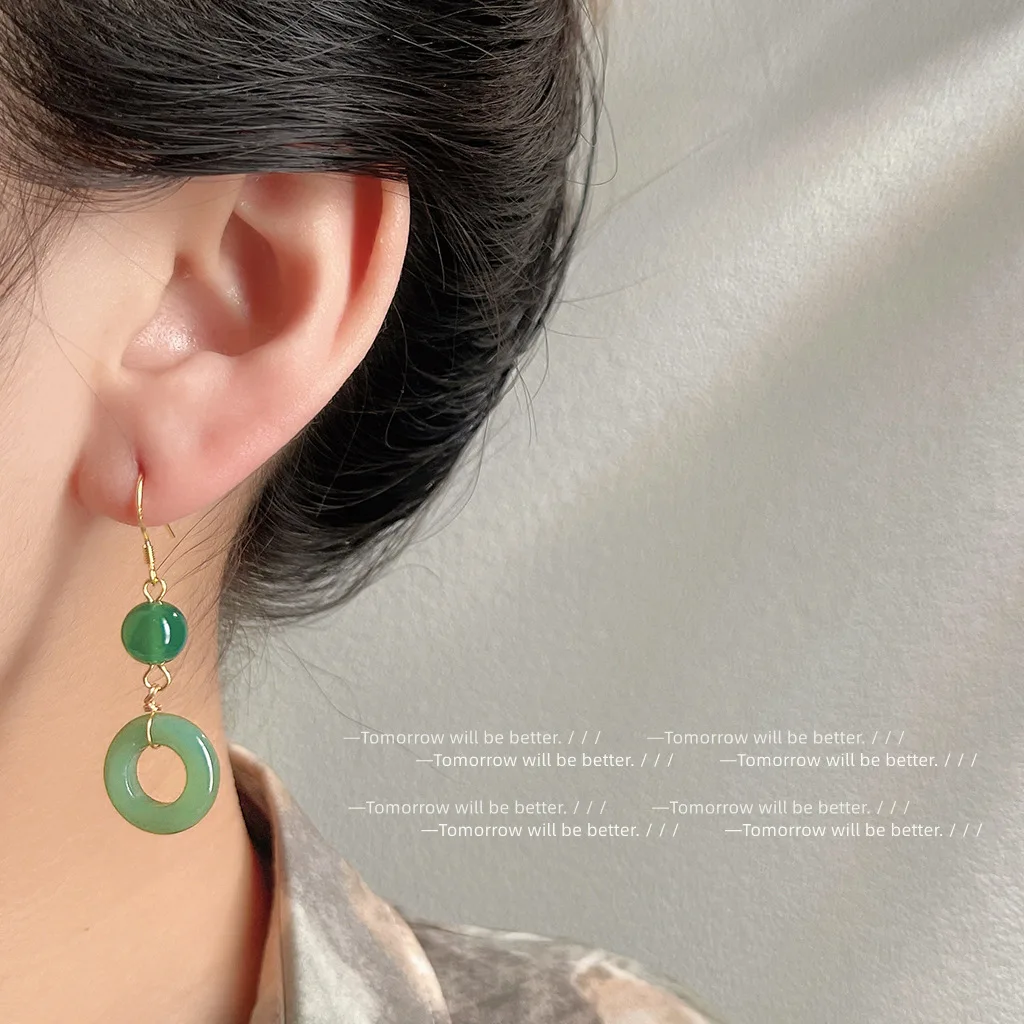Green Real Jade Ring Earrings  - Vintage Fashion Rings For Women recension och pris