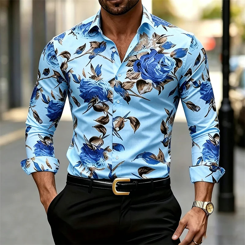 Men's Long-sleeve Collared Shi - Printed Floral Shirt recension och pris