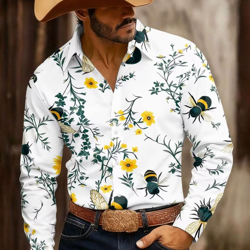 Men's Floral Print Long-Sleeve - Printed Floral Shirt recension och pris