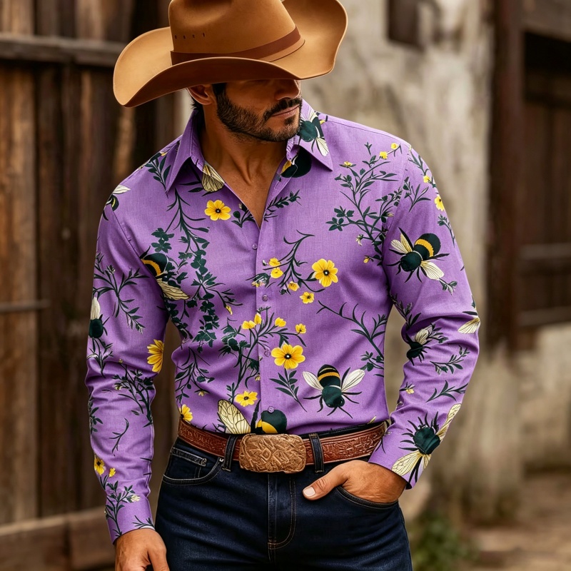 Men's Floral Print Long-Sleeve - Printed Floral Shirt recension och pris