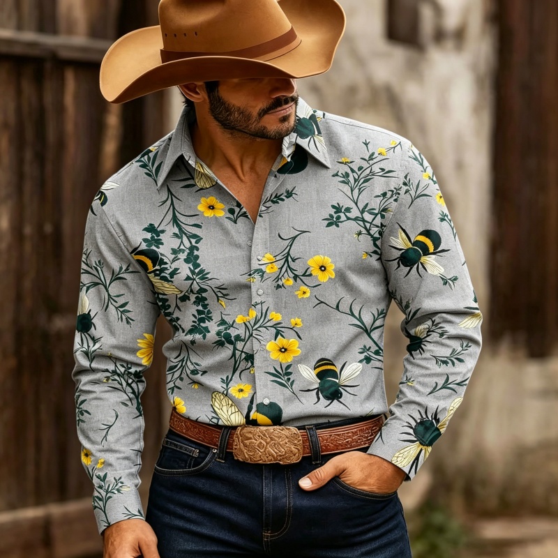 Men's Floral Print Long-Sleeve - Printed Floral Shirt recension och pris