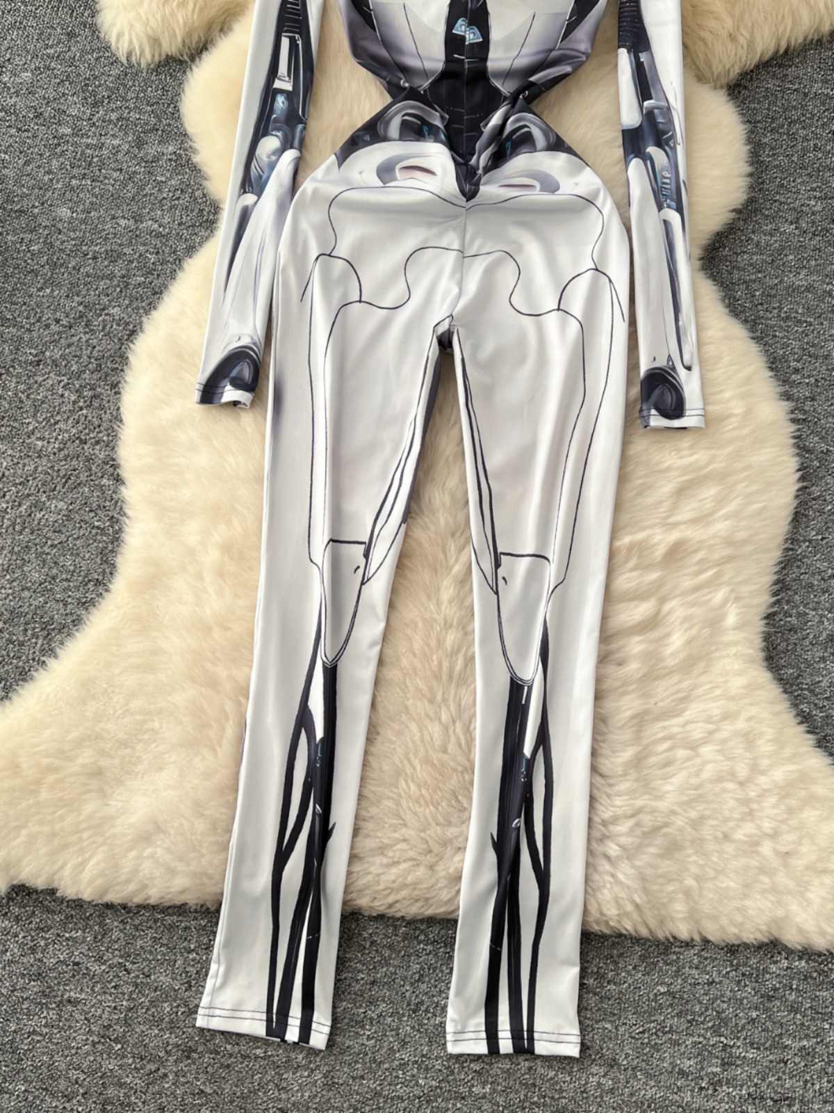 Women's Grey Print Jumpsuits V - Vintage Fashion Club recension och pris